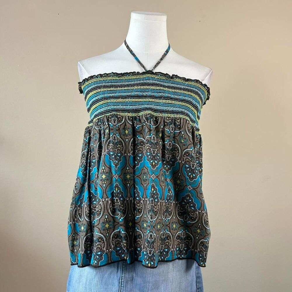 Speechless Green and Blue Coconut Girl Summery Halter Top